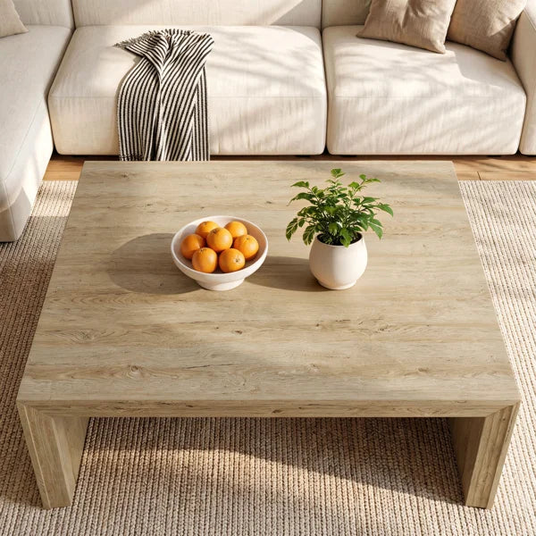 47-inch Rectangle Coffee Table For Living Room, Farmhouse Wooden Center Table With Spacious Tabletop