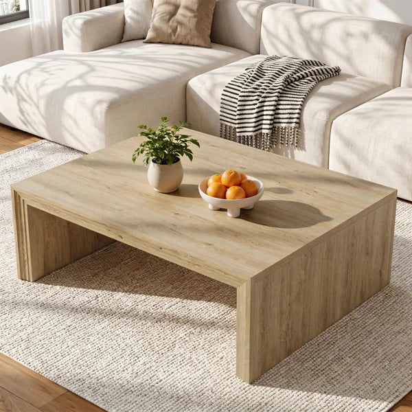 47-inch Rectangle Coffee Table For Living Room, Farmhouse Wooden Center Table With Spacious Tabletop