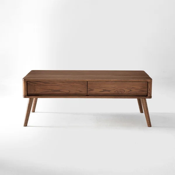 47"W Solid Oak Lift Top MCM Coffee Table with Storage